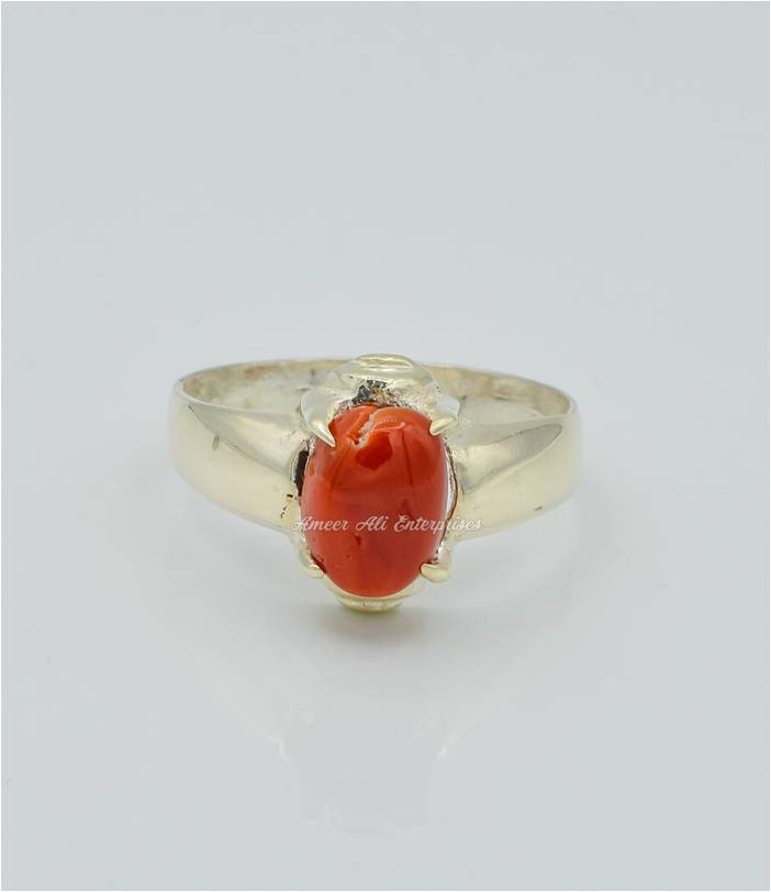 AAE 9984 Chandi Ring 925, Stone: Marjan (Coral)