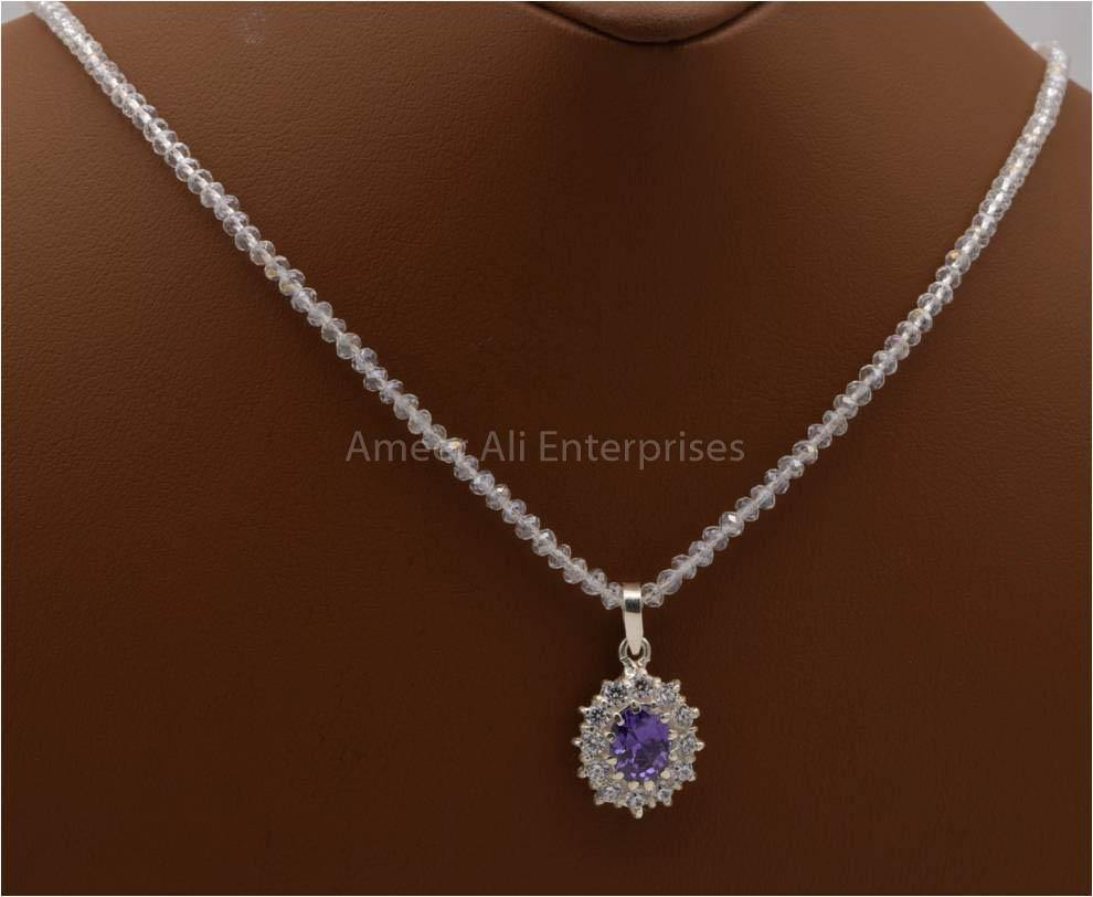 AAE 2498 Chandi Set 925, Stone: Zircon - AmeerAliEnterprises