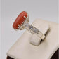 AAE 2503 Chandi Ring 925, Stone: Marjan (Coral) - AmeerAliEnterprises