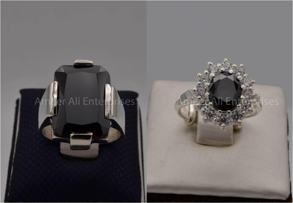 Silver Couple Rings: Pair 34,  Stone: Zircon - AmeerAliEnterprises