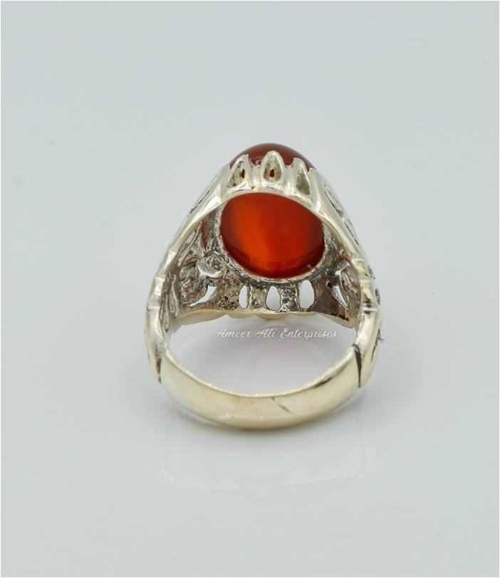 AAE 6291 Chandi Ring 925, Stone: Red Aqeeq