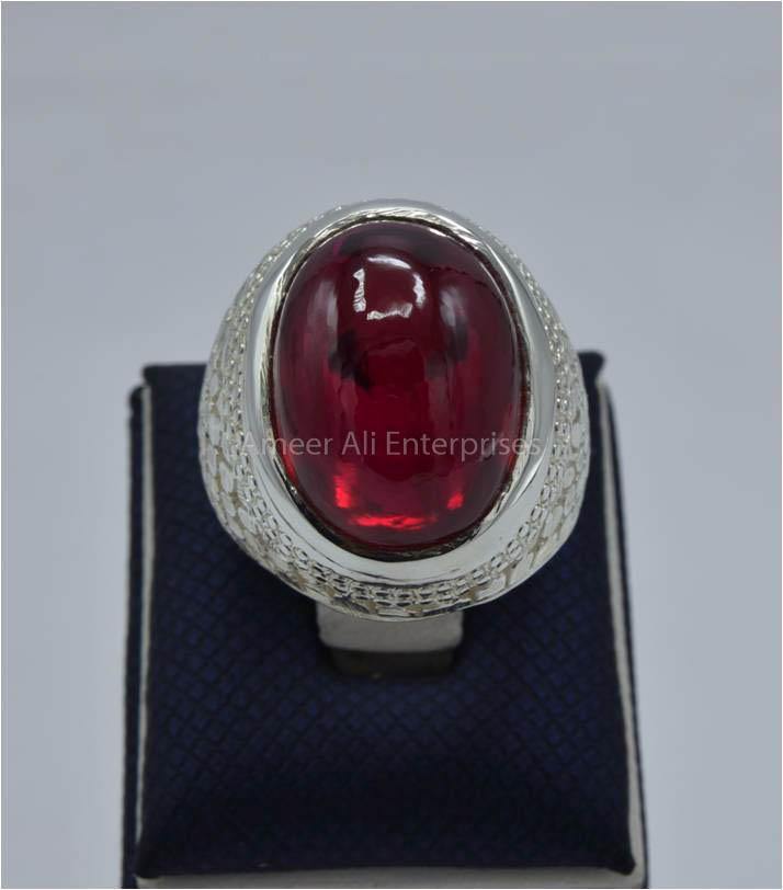 AAE 5831 Chandi Ring 925, Stone: Irani Poota Yaqoot - AmeerAliEnterprises