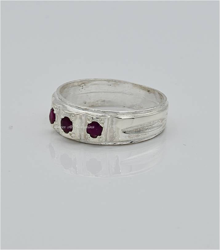 AAE 6575 Chandi Ring 925, Stone: Ruby (Yaqoot)