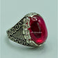 AAE 6767 CHANDI RING 925, STONE: IRANI POOTA YAQOOT (ANARI YAQOOT) - AmeerAliEnterprises