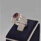 AAE 9802 Chandi Ring 925, Stone: Ruby Yaqoot - AmeerAliEnterprises