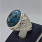 AAE 5904 Chandi Ring 925, Stone: Shajri Feroza (Turquoise) - AmeerAliEnterprises